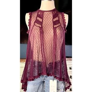 Free People Lace Blouse Top S